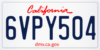 CA license plate 6VPY504