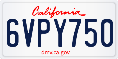 CA license plate 6VPY750