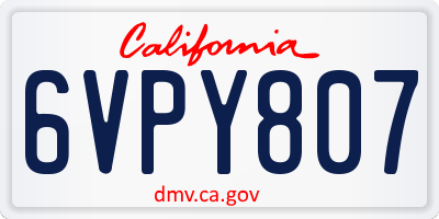 CA license plate 6VPY807