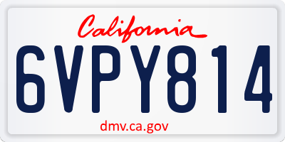 CA license plate 6VPY814