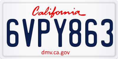 CA license plate 6VPY863