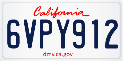 CA license plate 6VPY912