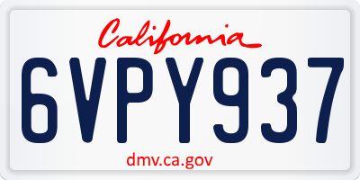 CA license plate 6VPY937