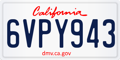 CA license plate 6VPY943