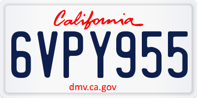 CA license plate 6VPY955