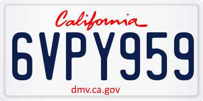 CA license plate 6VPY959