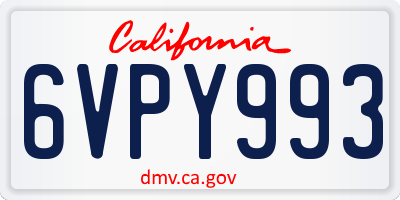 CA license plate 6VPY993