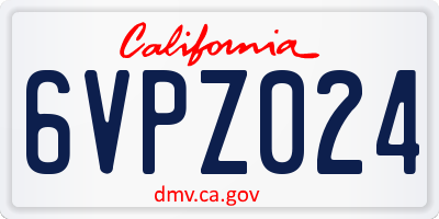 CA license plate 6VPZ024
