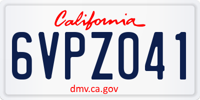 CA license plate 6VPZ041