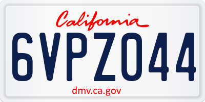 CA license plate 6VPZ044