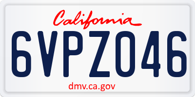 CA license plate 6VPZ046
