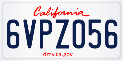 CA license plate 6VPZ056