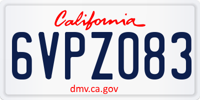 CA license plate 6VPZ083