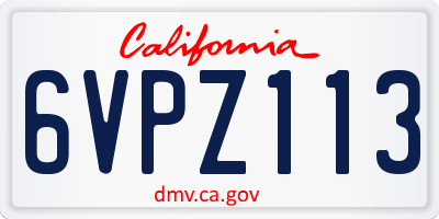 CA license plate 6VPZ113