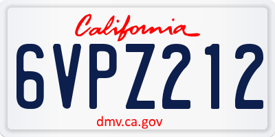 CA license plate 6VPZ212