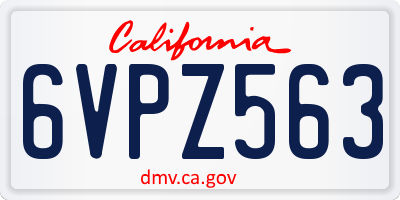 CA license plate 6VPZ563