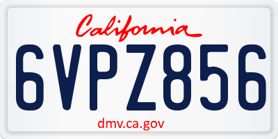 CA license plate 6VPZ856