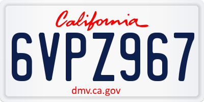 CA license plate 6VPZ967
