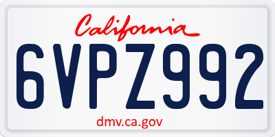 CA license plate 6VPZ992