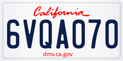 CA license plate 6VQA070