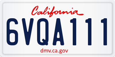 CA license plate 6VQA111
