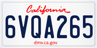 CA license plate 6VQA265