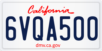 CA license plate 6VQA500