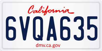 CA license plate 6VQA635