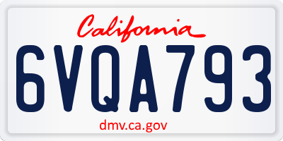 CA license plate 6VQA793
