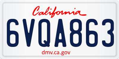 CA license plate 6VQA863