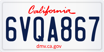 CA license plate 6VQA867