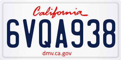 CA license plate 6VQA938