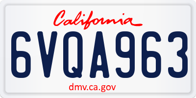 CA license plate 6VQA963