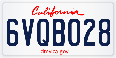 CA license plate 6VQB028
