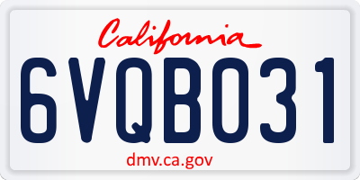 CA license plate 6VQB031