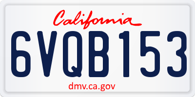 CA license plate 6VQB153