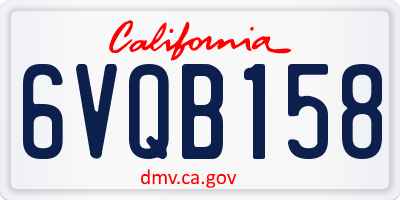 CA license plate 6VQB158