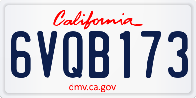 CA license plate 6VQB173