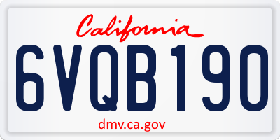 CA license plate 6VQB190