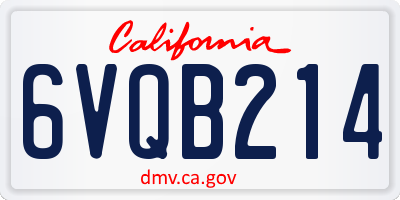 CA license plate 6VQB214
