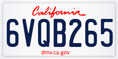 CA license plate 6VQB265