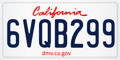 CA license plate 6VQB299