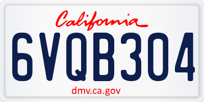 CA license plate 6VQB304