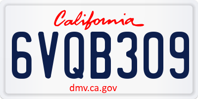 CA license plate 6VQB309
