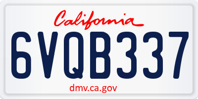 CA license plate 6VQB337