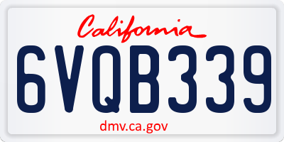 CA license plate 6VQB339