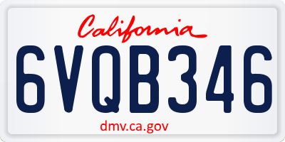 CA license plate 6VQB346