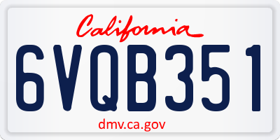 CA license plate 6VQB351