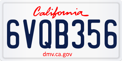 CA license plate 6VQB356