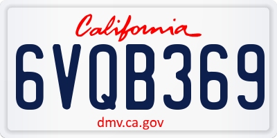 CA license plate 6VQB369